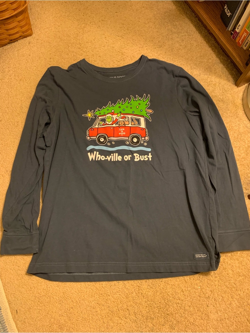 Woman’s  Navy 'Who-ville or Bust' Long Sleeve Holiday Tee